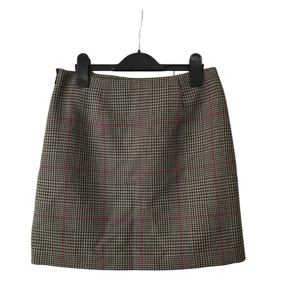& Other Stories Paris plaid mini skirt brown with pink size 4 - Picture 1 of 4